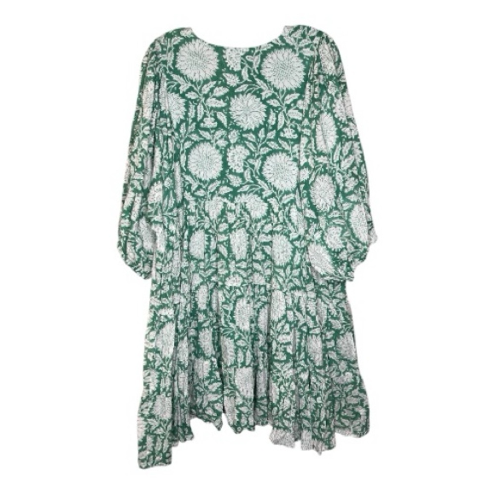 River Goddess Hawa Midi Green and White Leafy Dress Sz L/XL - Picture 2 of 4